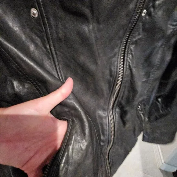 Black Leather Lucky Brand Jacket - Picture 4 of 11